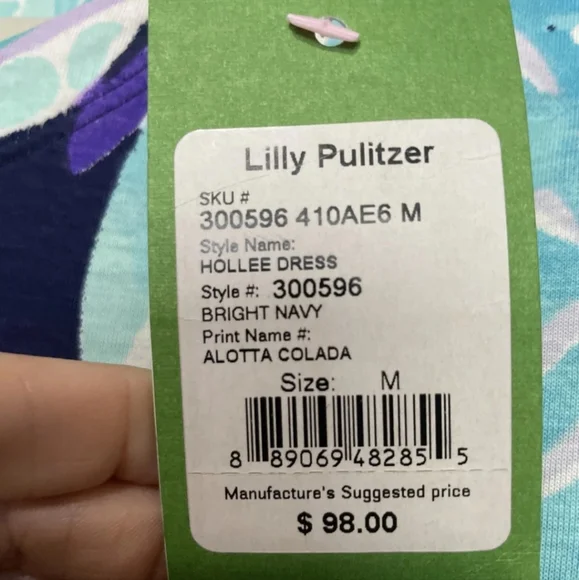 NWT Lilly Pulitzer Size Medium Hollee Dress In Bright Navy Alotta Colada - Picture 3 of 12
